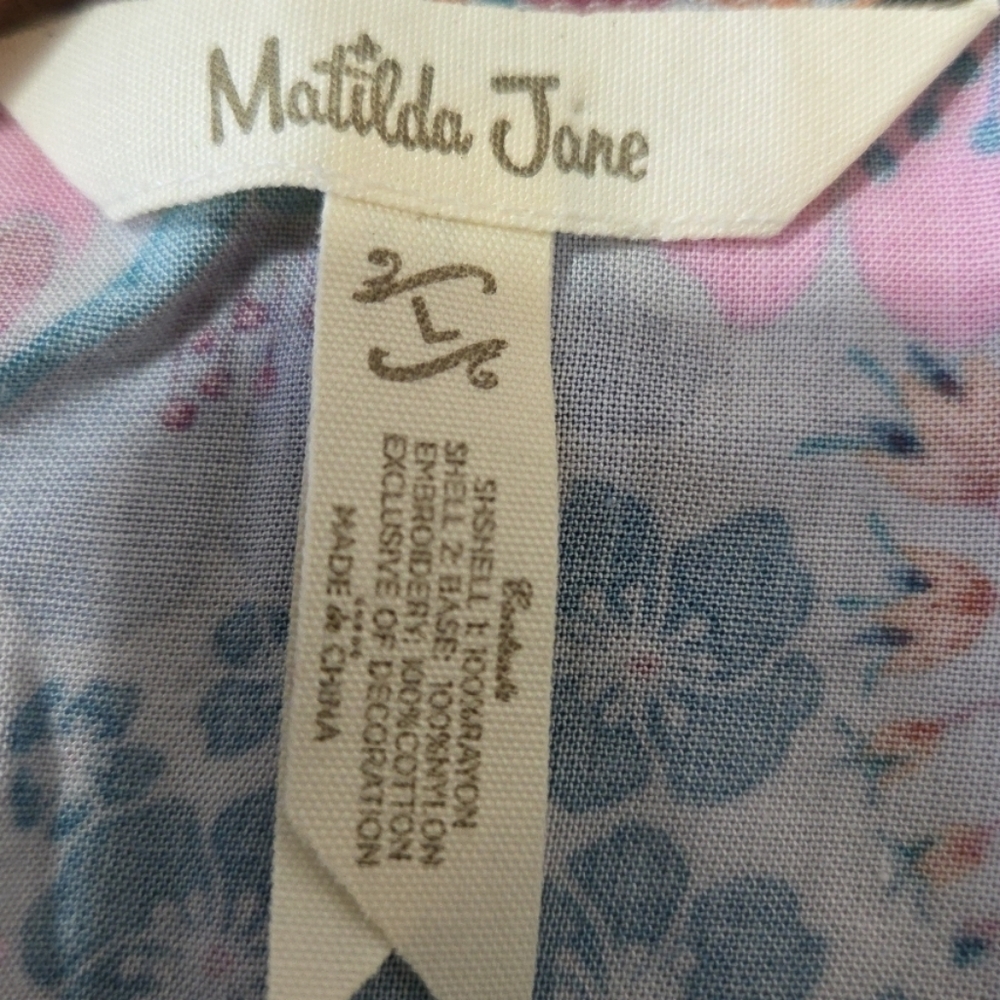Matilda Jane Pink & Blue Floral Lace-Front Boho Tunic Size Large - Picture 7 of 9